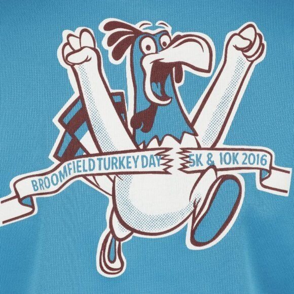 Broomfield Turkey Day 5K/10K Women's Small Blue Graphic V-Neck Short Sleeve Tee - Picture 5 of 7